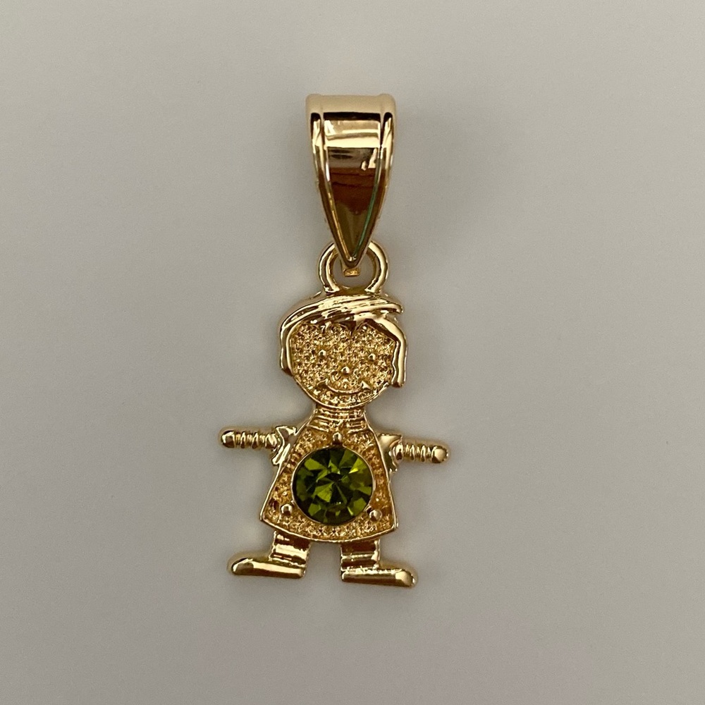 August (Peridot) Gold  Plated Boy Pendant